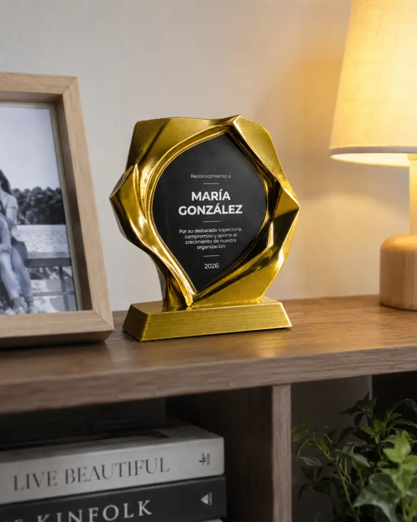 Trofeo premio galvano sustentable y ecologico