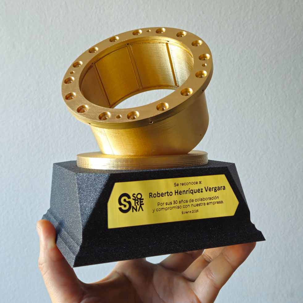 Trofeo personalizado fabricado con impresión 3D